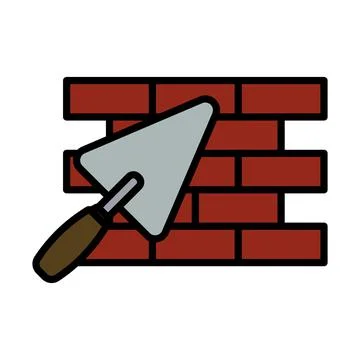 Icon Of Brick Wall With Trowel イラスト素材