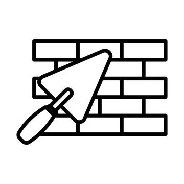 Icon Of Brick Wall With Trowel イラスト素材
