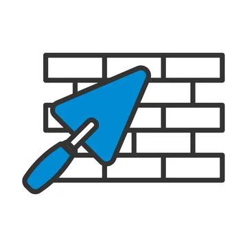 Icon Of Brick Wall With Trowel イラスト素材