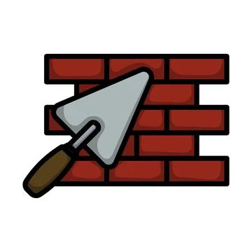 Icon Of Brick Wall With Trowel イラスト素材