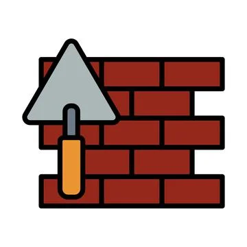Icon Of Brick Wall With Trowel イラスト素材