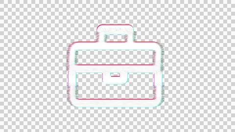 Icon briefcase is distorted. Glitch. Noise, chromatic aberration, geometric Stock-Illustration