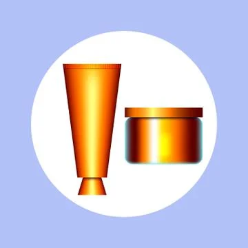 Icon brown body or face creams in circle Stock Illustration
