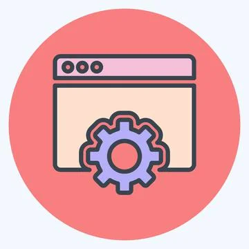 Icon Browser Settings. suitable for User Interface symbol. color mate style.  Illustrazione stock
