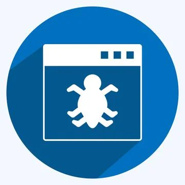 Icon Bug in Application. suitable for Programming symbol. long shadow style.  스톡 일러스트