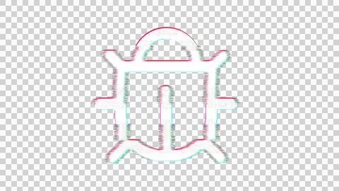 Icon bug is distorted. Glitch. Noise, chromatic aberration, geometric distortion Stock Illustration
