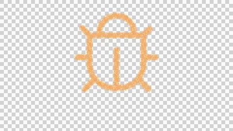 Icon bug is made of yellow grains of sand. Some grains of sand fall down. 스톡 일러스트