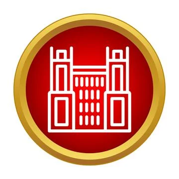 Icon of building architecture within red gold circle Stock Illustration