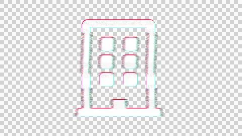Icon building is distorted. Glitch. Noise, chromatic aberration, geometric Ilustración de archivo