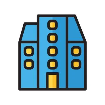 Icon building flat line style pixel perfect. Stock-Illustration