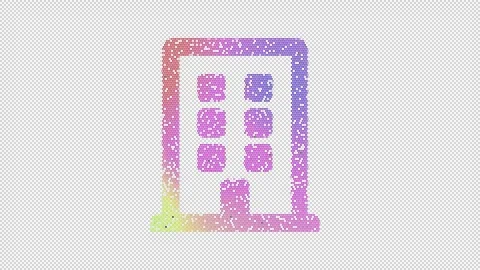 Icon building is made up of LED square shapes that shimmer and flicker. There 스톡 동영상 291306522