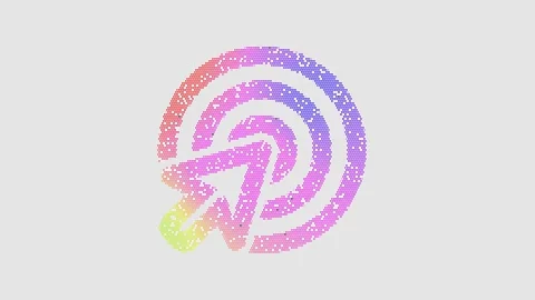 Icon bullseye pointer is made up of LED square shapes that shimmer and flicker. Video stock 296626338