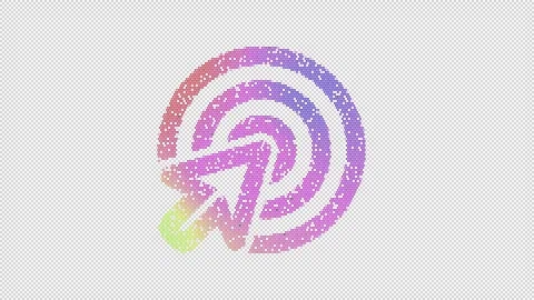 Icon bullseye pointer is made up of LED square shapes that shimmer and flicker. Stock Footage 296628409