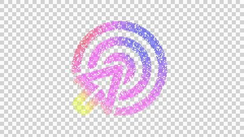 Icon bullseye pointer is made up of LED square shapes. There are bright diodes Illustrazione stock