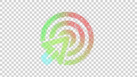 Icon bullseye pointer is made up of LED square shapes. There are bright diodes 스톡 일러스트