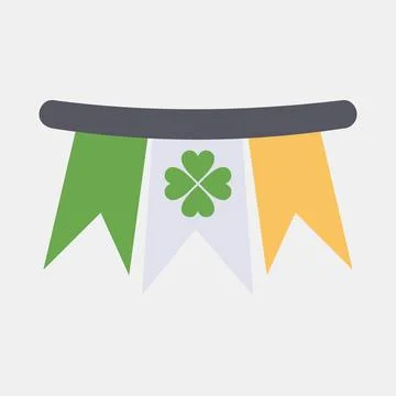 Icon bunting with clover. St. Patrick's Day celebration elements. Icons in .. Stock Illustration
