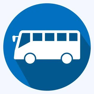 Icon Bus - Long Shadow Style - Simple illustration,Editable stroke Stock Illustration