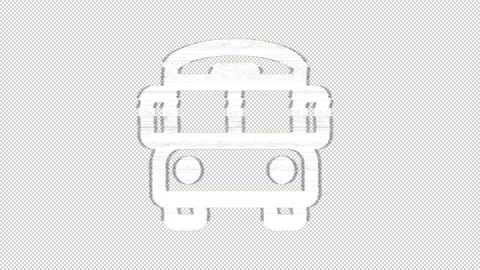 Icon bus school is distorted. Glitch. Noise, chromatic aberration, geometric Stock Footage 305894401