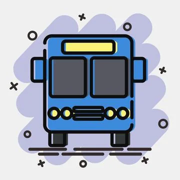 Icon bus. Transportation elements. Icons in comic style. Good for prints, p.. イラスト素材