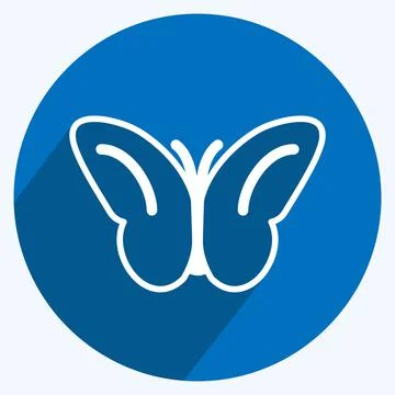 Icon Butterfly Flying. suitable for Spring symbol. long shadow style. simple  Stock Illustration