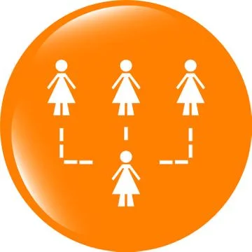 Icon button with network of woman inside, isolated on white Stock Illustration