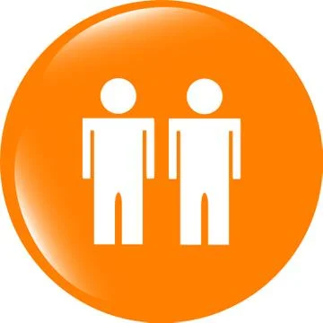 Icon button with two man inside isolated on white Stock Illustration