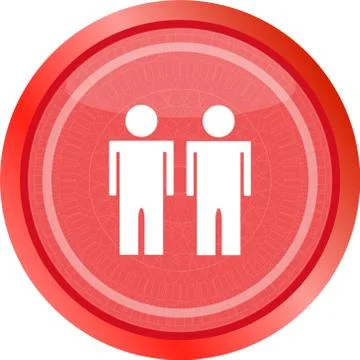 Icon button with two man inside isolated on white Stock Illustration