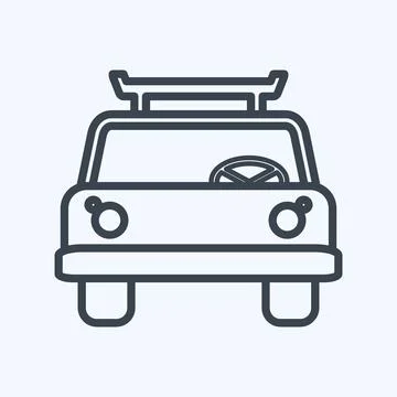 Icon Cab - Line Style - Simple illustration,Editable stroke Stock Illustration