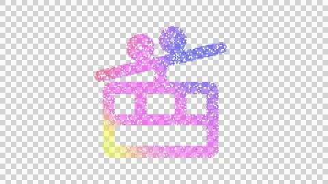 Icon cable car cabin is made up of LED square shapes. There are bright diodes Stock Illustration