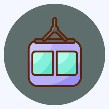 Icon Cable Car. suitable for Education symbol. flat style. simple design edit Stock Illustration
