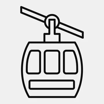 Icon cable car. Transportation elements. Icons in line style. Good for prin.. イラスト素材