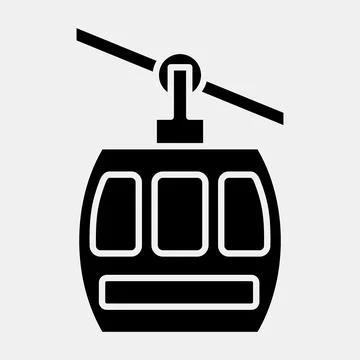 Icon cable car. Transportation elements. Icons in glyph style. Good for pri.. Illustrazione stock