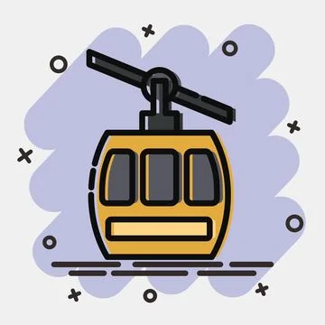 Icon cable car. Transportation elements. Icons in comic style. Good for pri.. Illustrazione stock