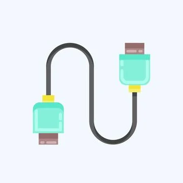 Icon Cable. suitable for Computer Components symbol. flat style. simple desig Stock Illustration