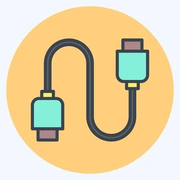 Icon Cable. suitable for Computer Components symbol. color mate style. simple Stock Illustration