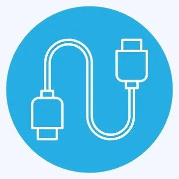 Icon Cable. suitable for Computer Components symbol. blue eyes style. simple  Stock Illustration