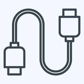 Icon Cable. suitable for Computer Components symbol. line style. simple desig Stock Illustration