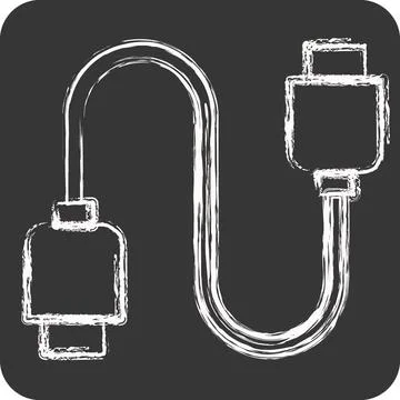 Icon Cable. suitable for Computer Components symbol. chalk Style. simple de.. Stock Illustration