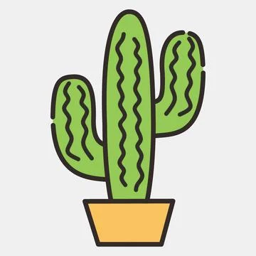 Icon cactus. Day of the dead celebration elements. Icons in filled line sty.. イラスト素材