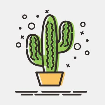 Icon cactus. Day of the dead celebration elements. Icons in MBE style. Good.. Stock Illustration