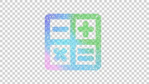 Icon calculator is made up of LED square shapes. There are bright diodes and Illustrazione stock