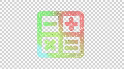Icon calculator is made up of LED square shapes. There are bright diodes and Illustrazione stock