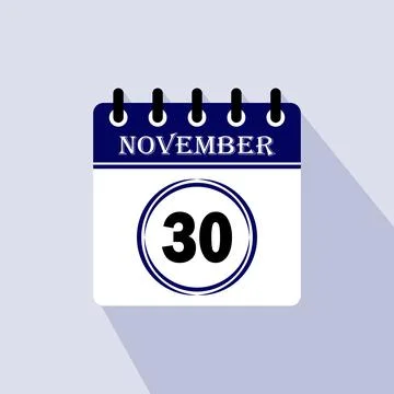 Icon calendar day - 30 November 스톡 일러스트