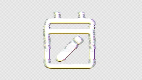 Icon calendar edit is distorted. Glitch. Noise, chromatic aberration, geometric Stock Footage 305893757