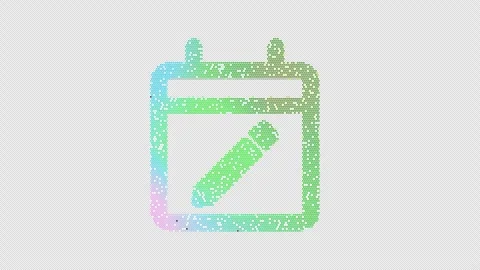 Icon calendar edit is made up of LED square shapes that shimmer and flicker. Stock Footage 296627486