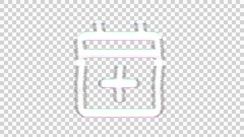 Icon calendar plus is distorted. Glitch. Noise, chromatic aberration, geometric Stock-Illustration