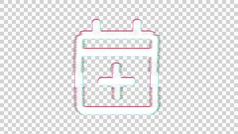 Icon calendar plus is distorted. Glitch. Noise, chromatic aberration, geometric Stock-Illustration