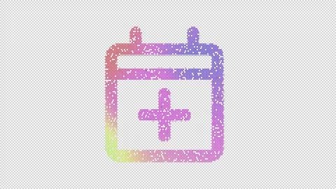 Icon calendar plus is made up of LED square shapes that shimmer and flicker. Stock Footage 291989545