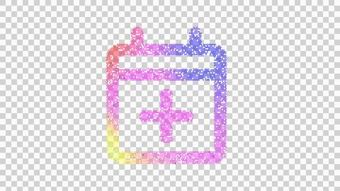 Icon calendar plus is made up of LED square shapes. There are bright diodes and Illustrazione stock