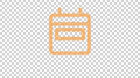 Icon calendar week is made of yellow grains of sand. Some grains of sand fall Illustration